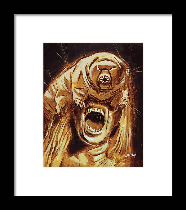 Sciencefiction Framed Print featuring the painting Tardigrade Future by Sv Bell