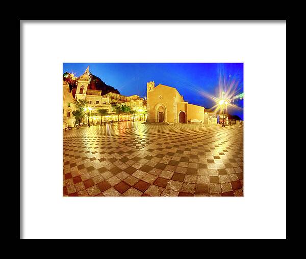Architecture Framed Print featuring the photograph Taromina Nights by Eggers Photography