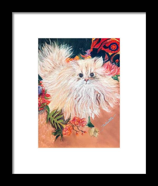 Persian Cat Framed Print featuring the pastel Tawny by Juliette Becker