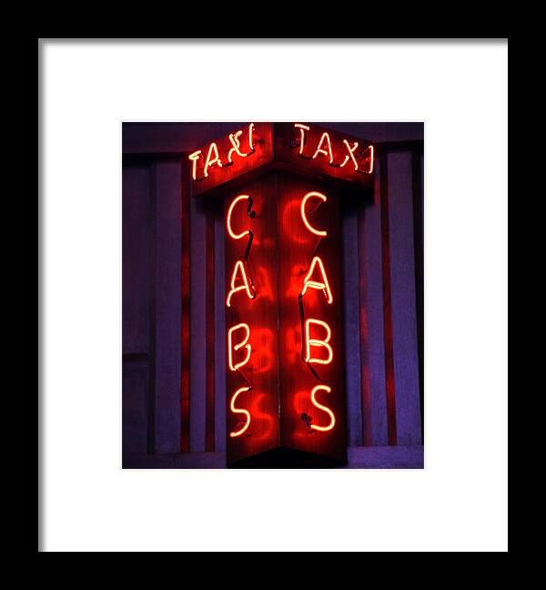Neon Sign Framed Print featuring the photograph Taxi by RC DeWinter