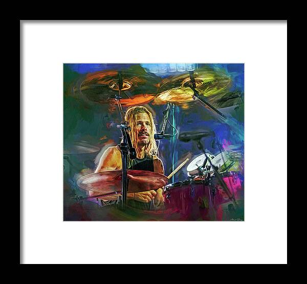 Foo Fighters Framed Print featuring the mixed media Taylor Hawkins Foo Fighters by Mal Bray