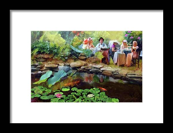 Tea Party Framed Print featuring the painting Tea Party at the Pond by Joel Smith