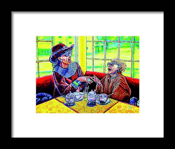 Old Framed Print featuring the painting Tea Party by Viktor Lazarev