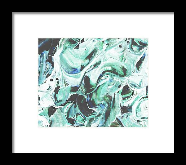 Teal Blue Framed Print featuring the painting Teal Blue Swirl Textured Decorative Art II by Irina Sztukowski