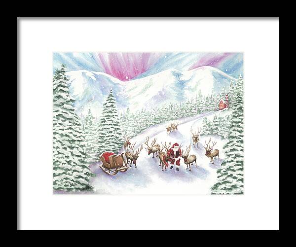 Reindeer Framed Print featuring the painting Team Meeting by Lori Taylor