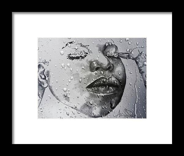  Framed Print featuring the drawing Tears Nina by Angie ONeal