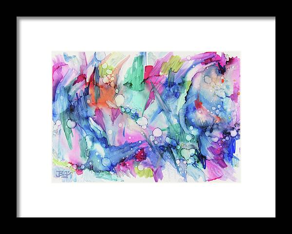 Alcohol Ink Abstract Framed Print featuring the painting Afternoon Breezes by Jean Batzell Fitzgerald