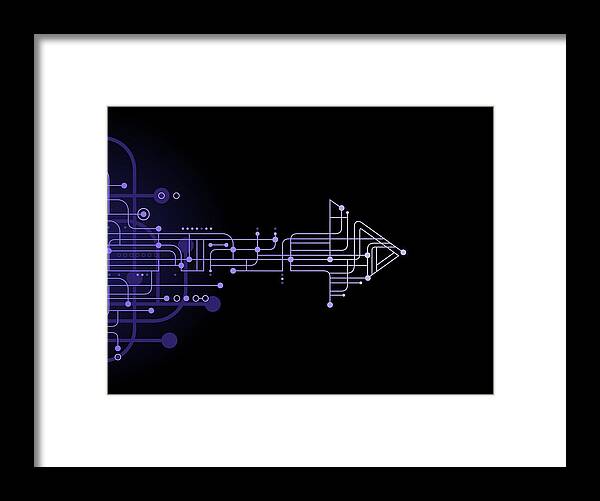 Internet Framed Print featuring the drawing Technology Arrow Circuit by Amtitus