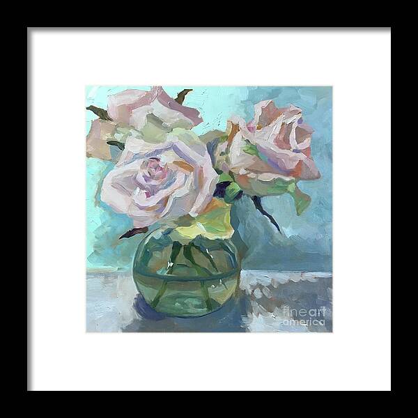Roses Framed Print featuring the painting Teddis Roses by Anne Marie Brown