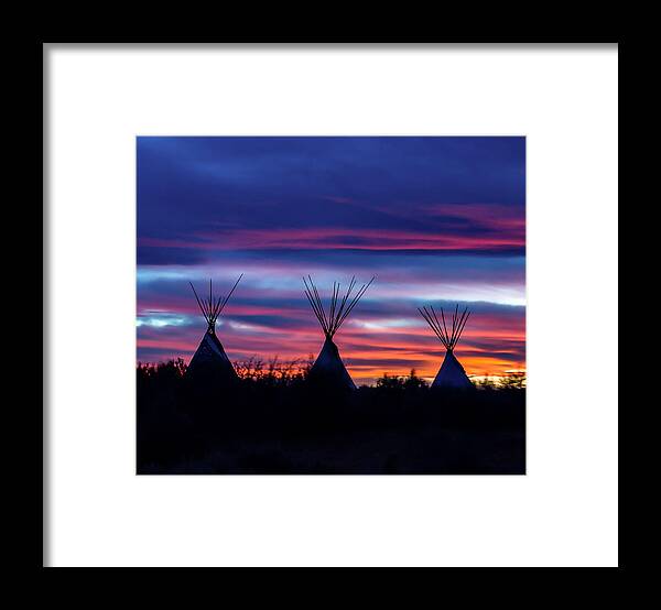 Taos Framed Print featuring the photograph Tee Pees in clouds of color by Elijah Rael