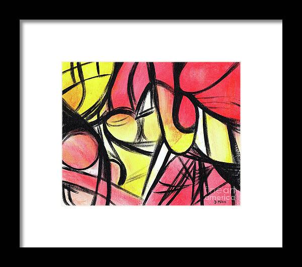 Retro Abstract Framed Print featuring the painting Temperature is Rising Abstract by Donna Mibus