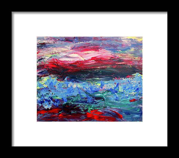 Ocean Framed Print featuring the painting Tempest by Teresa Moerer