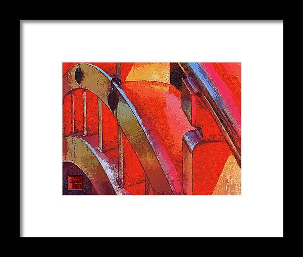 Abstract Framed Print featuring the mixed media 946 Temple Architecture Abstract Art Red Arched Bridge Sumiyoshi Taisha Shrine, Osaka, Japan by Richard Neuman Architectural Gifts