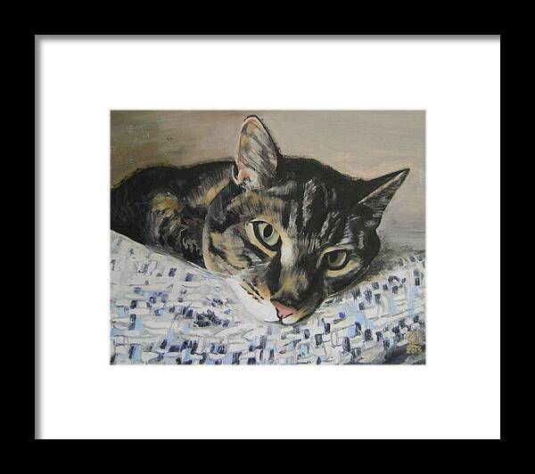 Tabby Cat Framed Print featuring the painting Tequila by Therese Legere