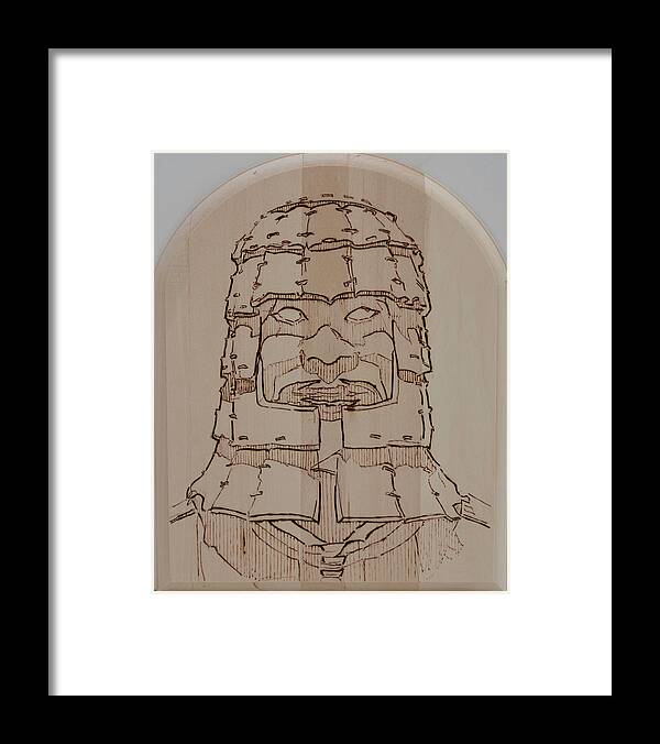 Pyrography Framed Print featuring the pyrography Terracotta Warrior - Unearthed by Sean Connolly