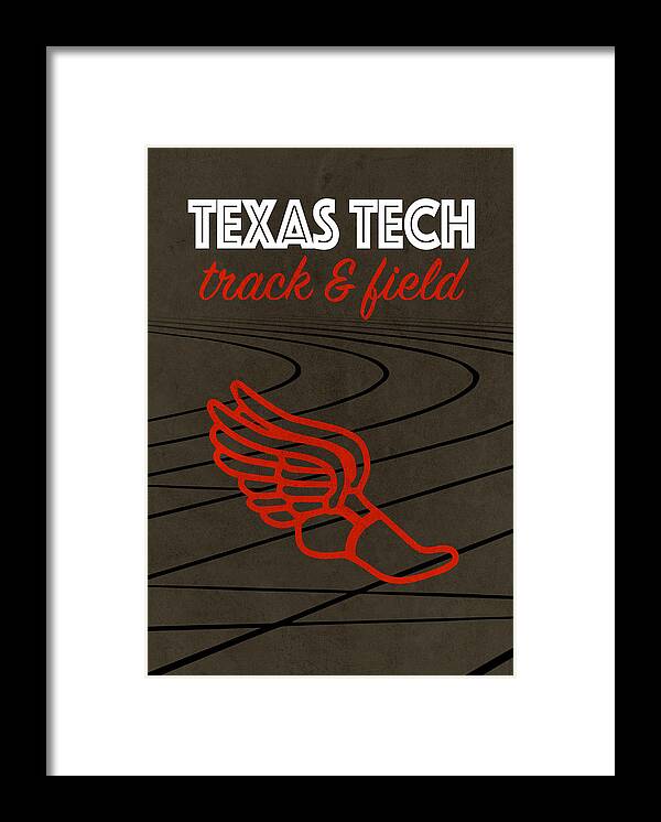 Texas Tech Framed Print featuring the mixed media Texas Tech College Track and Field Sports Vintage Poster by Design Turnpike