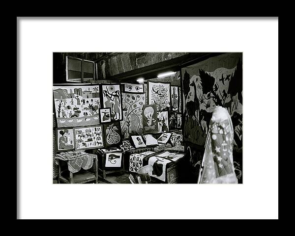 Islamic Cairo Framed Print featuring the photograph Textile Bazaar In Cairo by Shaun Higson
