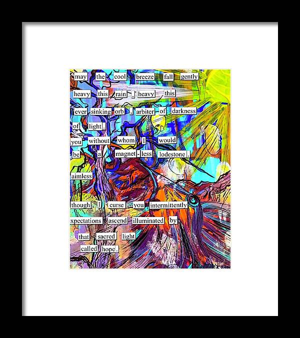 Poem Framed Print featuring the mixed media That Sacred Light by Angela Weddle