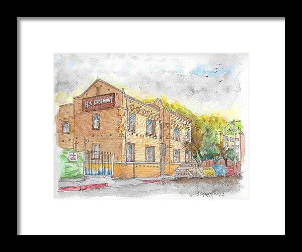 The 1426 Edgemont Apartment Framed Print featuring the painting The 1426 Edgemont Building, Los Angeles, California by Carlos G Groppa
