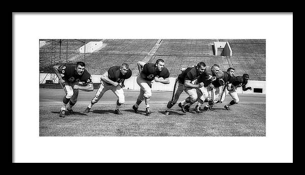 Chicago Bears Framed Print featuring the photograph The 1961 Chicago Bears Offensive Line by Chicago Daily News
