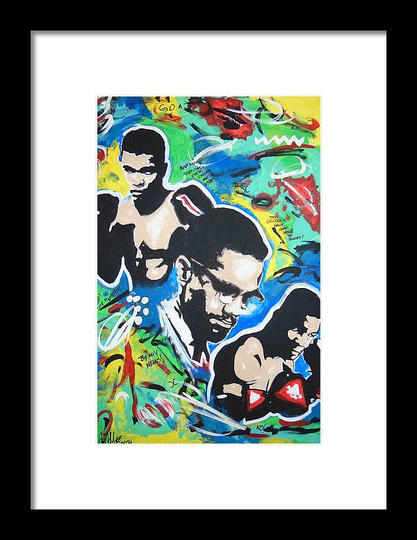 Muhammad Ali Framed Print featuring the painting The 3 Ms by Antonio Moore