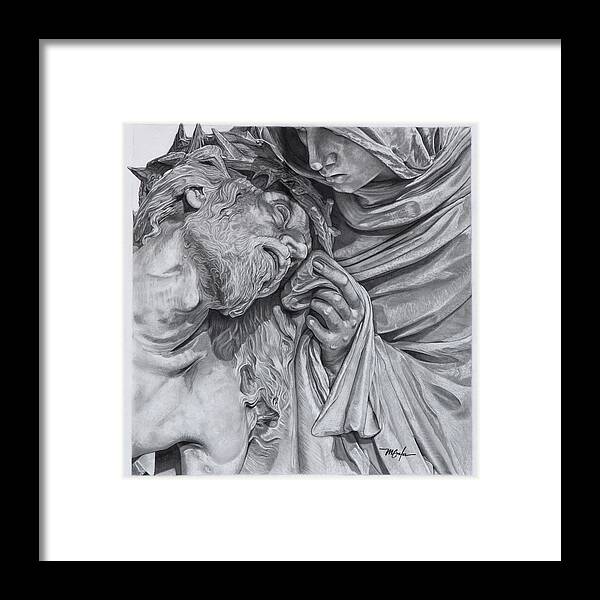 Jesus Framed Print featuring the drawing The 4th Station Of The Cross by Dan Menta