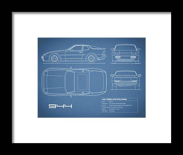Porsche Framed Print featuring the photograph The 944 Blueprint by Mark Rogan