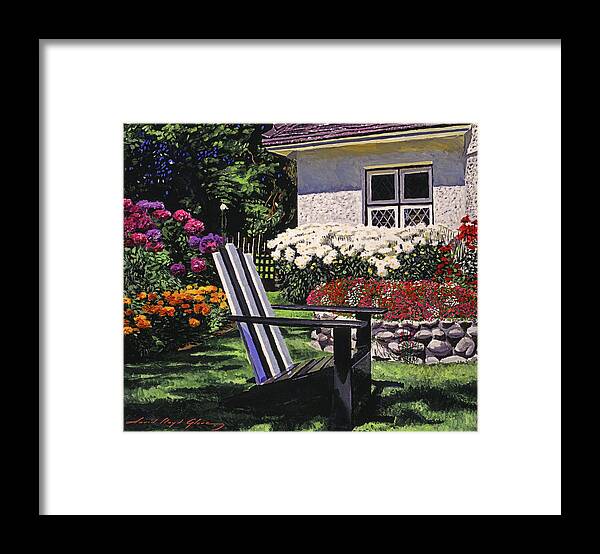 Gardens Framed Print featuring the painting The Adirondack Chair by David Lloyd Glover