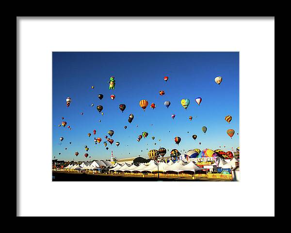 Albuquerque Framed Print featuring the photograph Rise - Albuquerque Hot Air Balloon Festival. New Mexico by Earth And Spirit