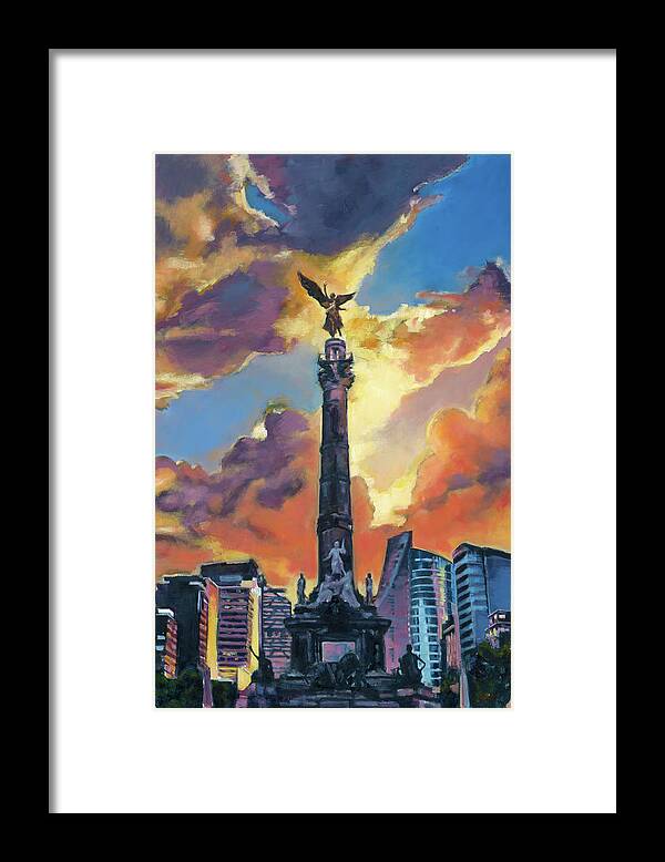 Mexico Framed Print featuring the painting The Angel of Independence by Robert Reeves