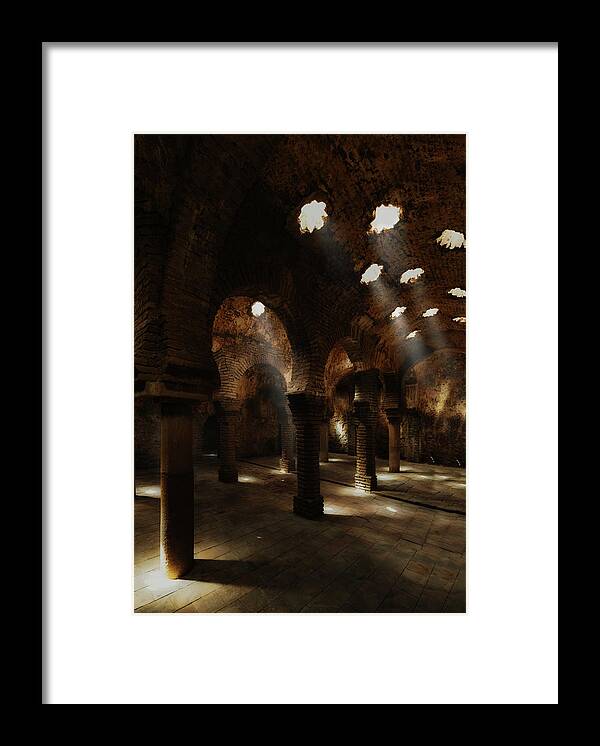 Dark Framed Print featuring the photograph The Arab Baths of Ronda by Micah Offman