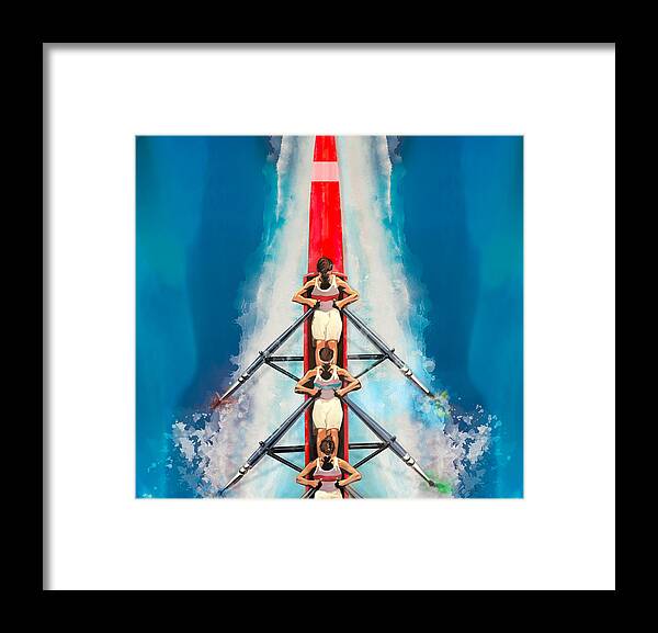 Rowing Framed Print featuring the mixed media The art of rowing by Mark Tonelli