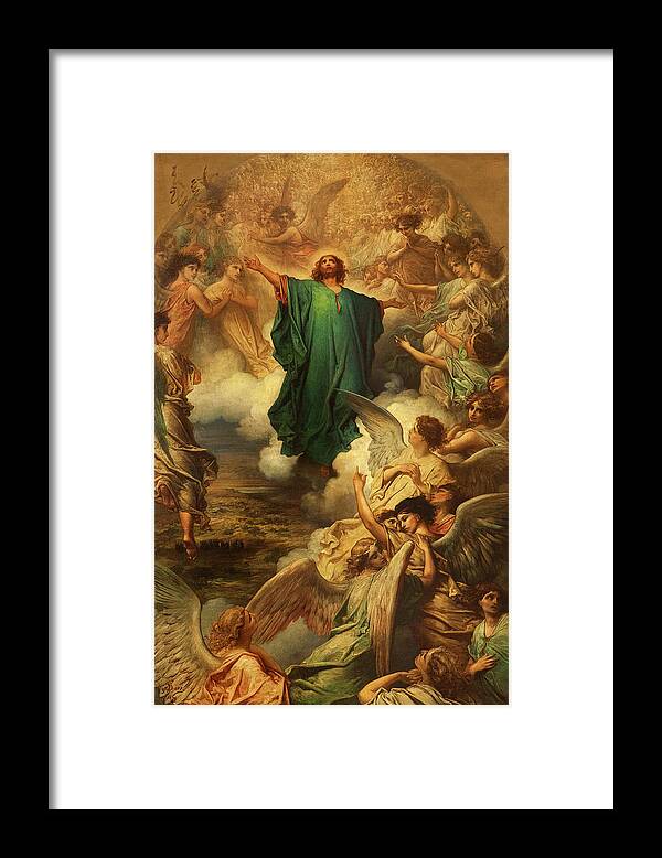 Gustave Dore Framed Print featuring the painting The Ascension of Christ by Gustave Dore
