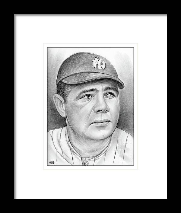 Babe Ruth Framed Print featuring the drawing The Babe by Greg Joens