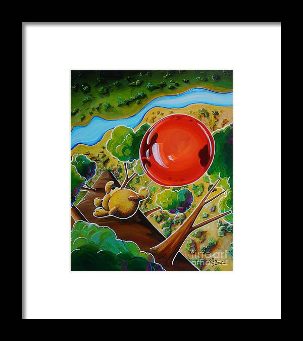 Winnie The Pooh Framed Print featuring the painting The Balloon Ride by Cindy Thornton