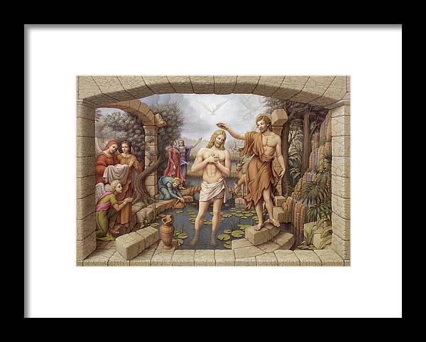 Christian Art Framed Print featuring the painting The Baptism of Christ by Kurt Wenner