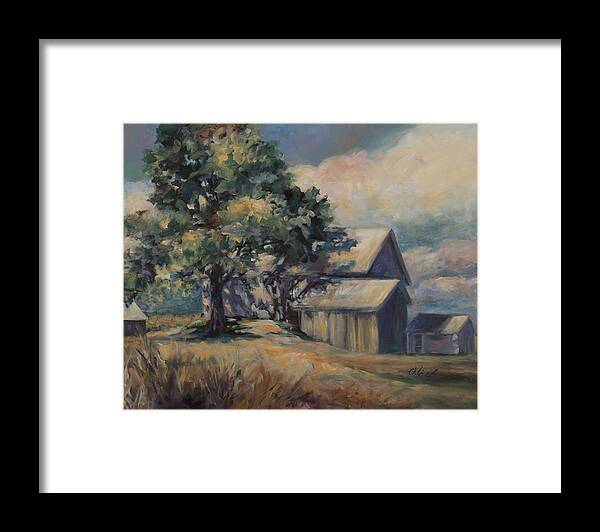 Barn Framed Print featuring the painting The Barn at the Corner by Carol Klingel