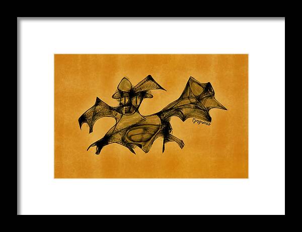 Bat Framed Print featuring the digital art Funny looking bat want to be terifying by Ljev Rjadcenko