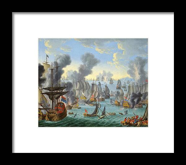Attributed To Willem Van Der Hagen Framed Print featuring the painting The Battle of Malaga by Attributed to Willem Van der Hagen