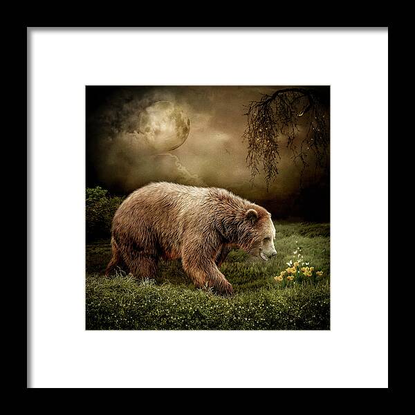 Grizzly Bear Framed Print featuring the digital art The Bear by Maggy Pease