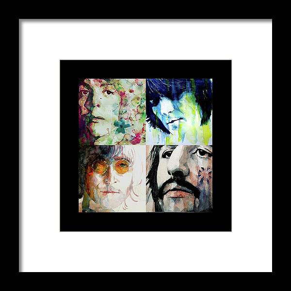 The Beatles Framed Print featuring the painting The Beatles - LOVE by Paul Lovering