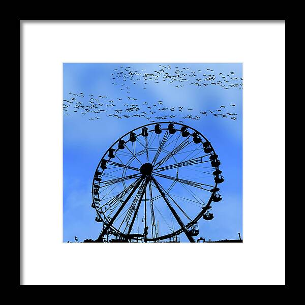 Ferris Framed Print featuring the digital art The Big Wheel Blue Pane 3 by David Dehner