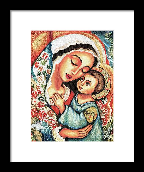 Mother And Child Framed Print featuring the painting The Blessed Mother by Eva Campbell