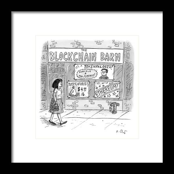 Captionless Framed Print featuring the drawing The Blockchain Barn by Roz Chast
