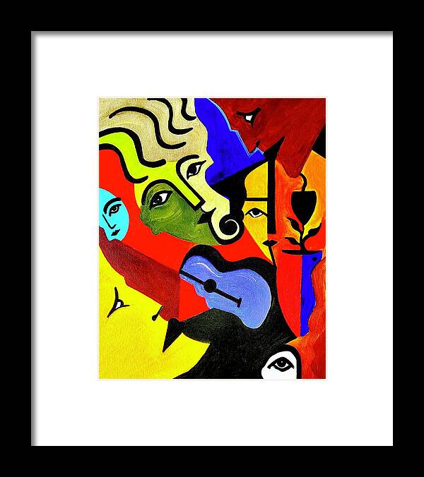 Wall Art Framed Print featuring the painting The Blue Guitar by Bodo Vespaciano