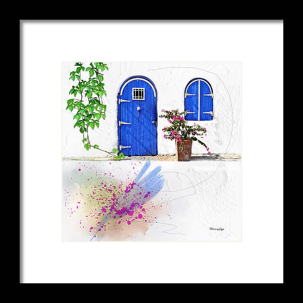 Door Framed Print featuring the mixed media The Blues by Moira Law
