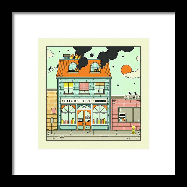 Bookstore Framed Print featuring the digital art Bookstore by Jazzberry Blue