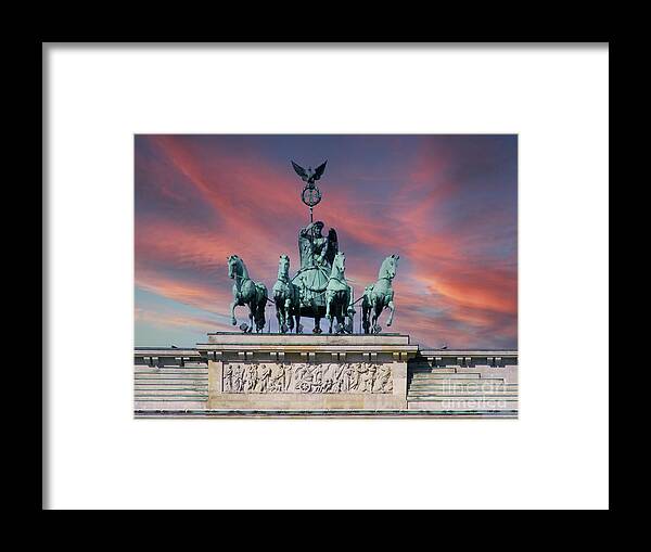 Quadriga Framed Print featuring the photograph Quadriga on Brandenburg Gate by Heiko Koehrer-Wagner