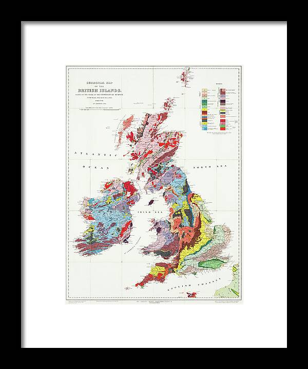 British Isles Framed Print featuring the photograph The British Isles Vintage Geological Map 1912 by Carol Japp