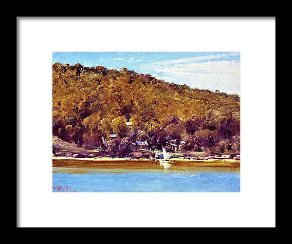 The Camp Framed Print featuring the painting The camp, Sirius Cove - Digital Remastered Edition by Tom Roberts